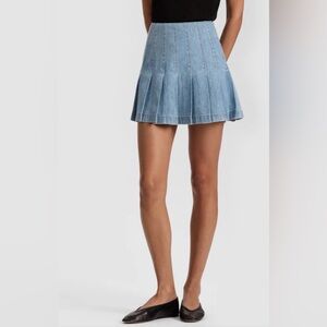 Alice + Olivia Lanna Denim Pleated Mini Skirt